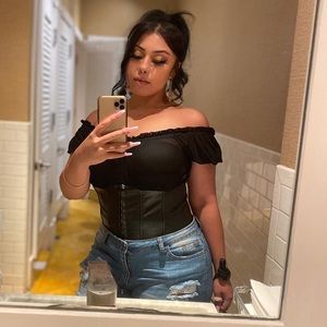 Fashion Nova Large black pleather sheer corset